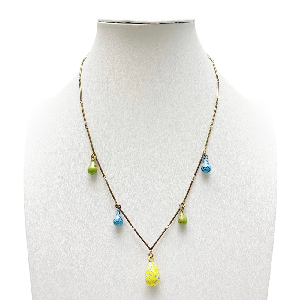 Nicole Romano NYC Speckled Enamel Bullet Weights Sinkers Charm Goldtone Necklace